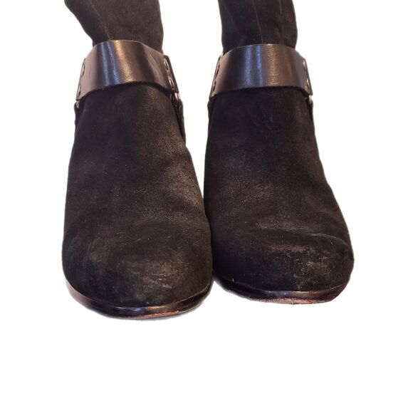Ash - Black Suede Leather Quartz Harness Moto Ankle Booties, Size 8, MSRP $265 - Picture 8 of 10